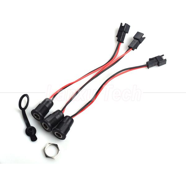 Waterproof Screw Panel Mount DC Power Socket 5.5x2.1mm Jack Wires Cable