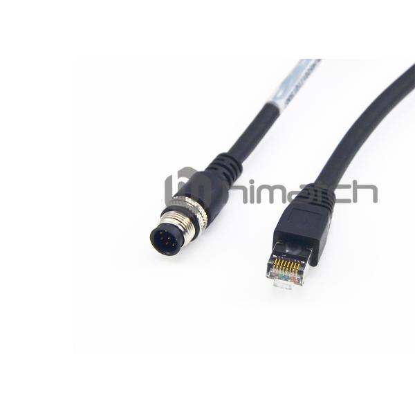 5M High Flexible Cat5e RJ45 to M12 Dcode Connector Industrial Ethernet Cable