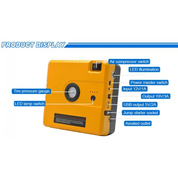 Simple Design Car Jump Start Battery , Portable Vehicle Jump Starter 400A Peak Current
