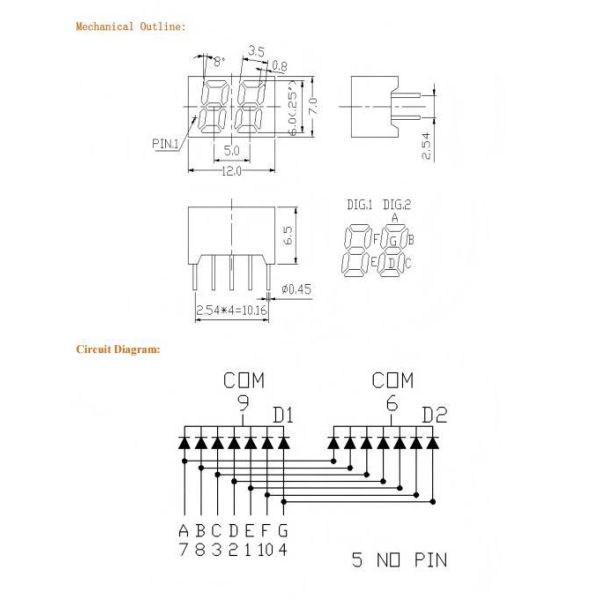 0.25 Inch 2 digit LED Seven Segment Display