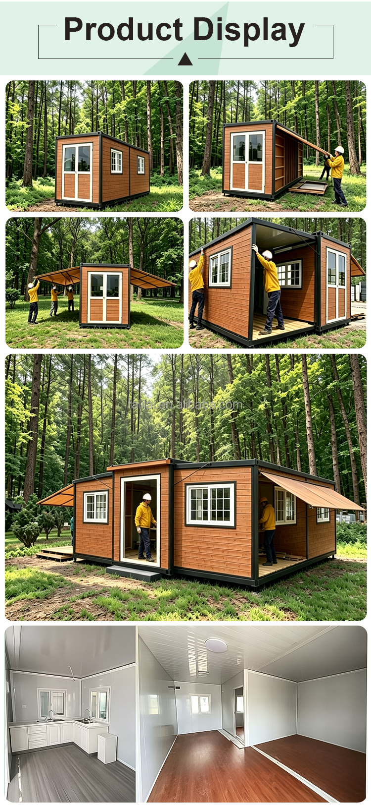 Easy Install Mobile Tiny House 20ft 40ft Expandable Container House Waterproof/Insulated Supermarket Apartment Bedroom Kitchen