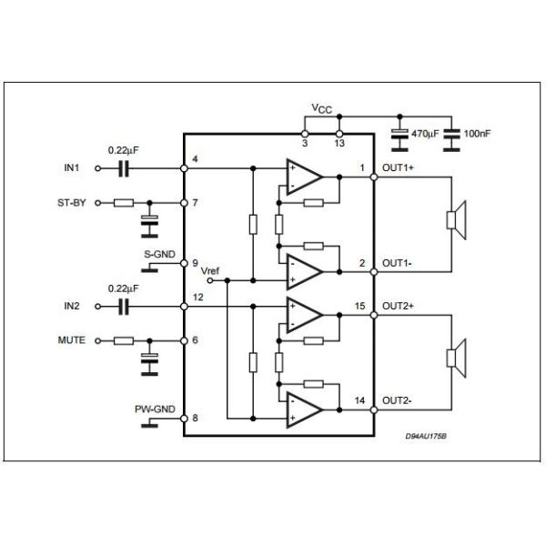 7w+7w Dual Bridge Amplifier Integrated Circuit Chip TDA7266SA