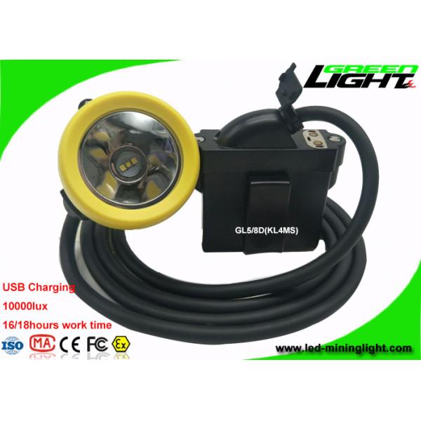 Safety Mining Cap Lights High Low Beam 10000lux With Cable USB Charging Indication