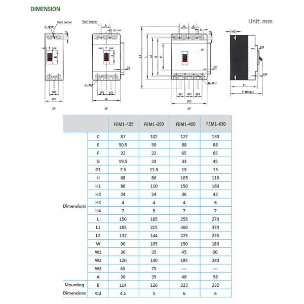 Moulded Case Altitude 2000m 4P AC Circuit Breaker