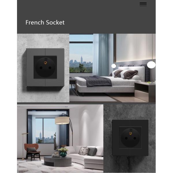 16A France Electrical Power Socket Small Module Metal Panel 86mm