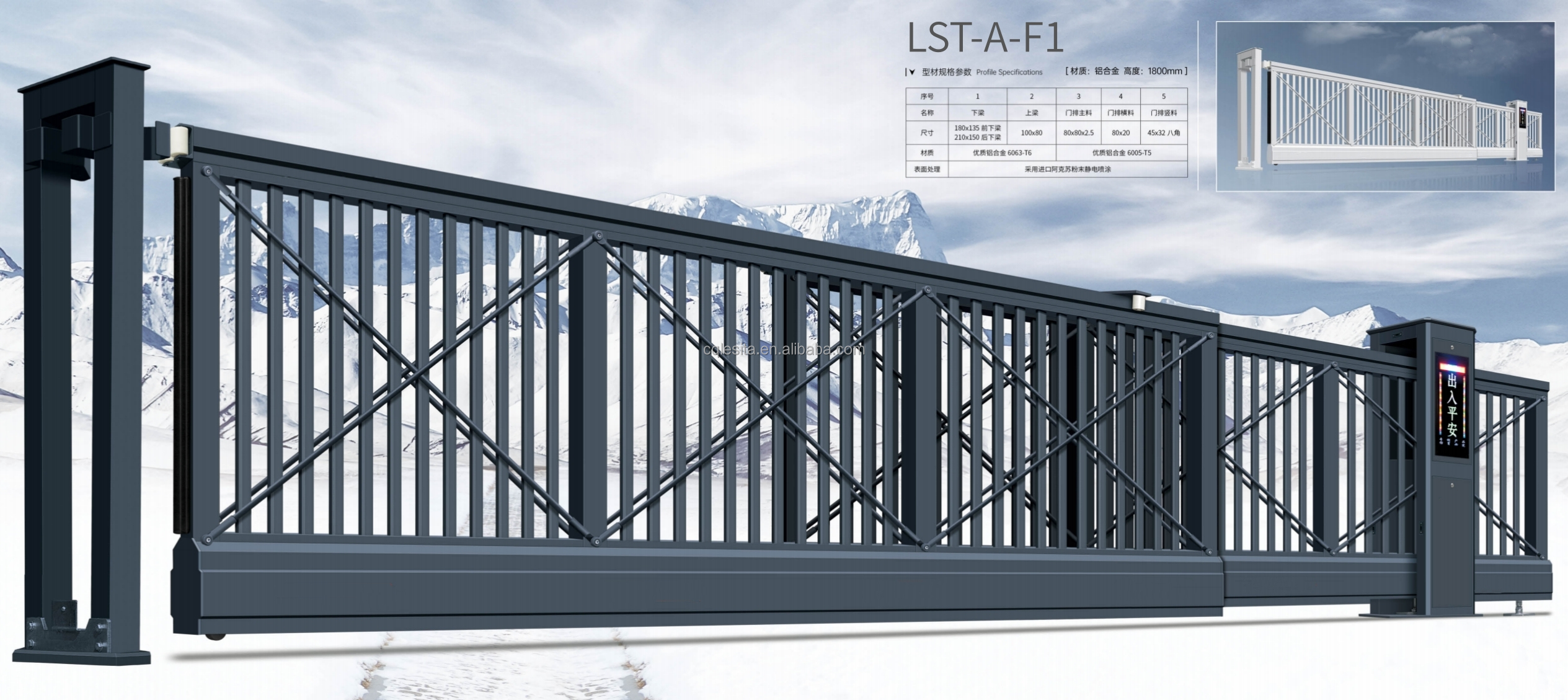 Aluminum Auto Sliding Gate for Outdoor Main Gate Security Electric Folding Automatic Retractable Gates Apartments Hotels Malls