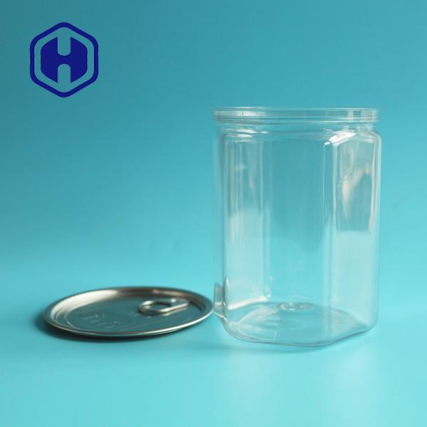 Hexagonal 520ml Bpa Free Easy Open PET Empty Plastic Can For Food Bulk Packaging