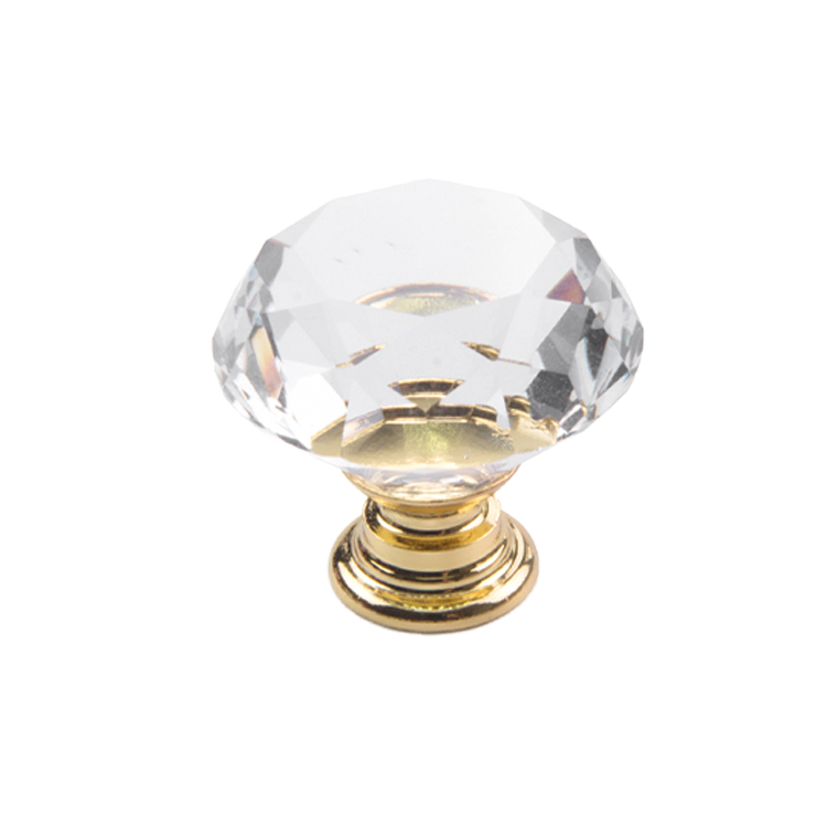 Modern Transparent Crystal Knob Beautiful Golden Knobs Handle Durable Easy Installation Furniture Door Pulls Kitchen Wardrobe