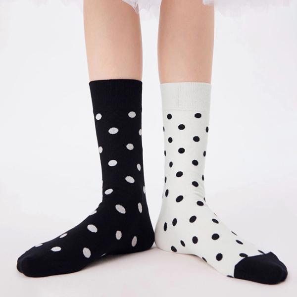 Breathable Custom Women Socks Jacquard Dot Pattern Combed Cotton Socks