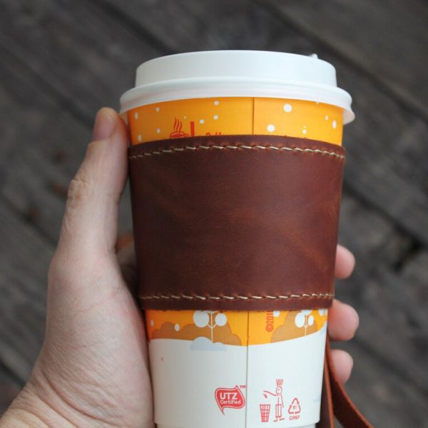 Personalized Leather Pint Glass Sleeve Eco Friendly for Beer Drink Daily Use