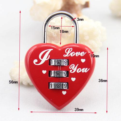 red heart shape Travel combination lock for Wedding Gifts