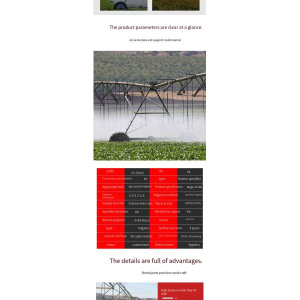 230-inch Diameter Large Center Pivot Irrigating Machine Perfect for Wheat Pump Gear Core