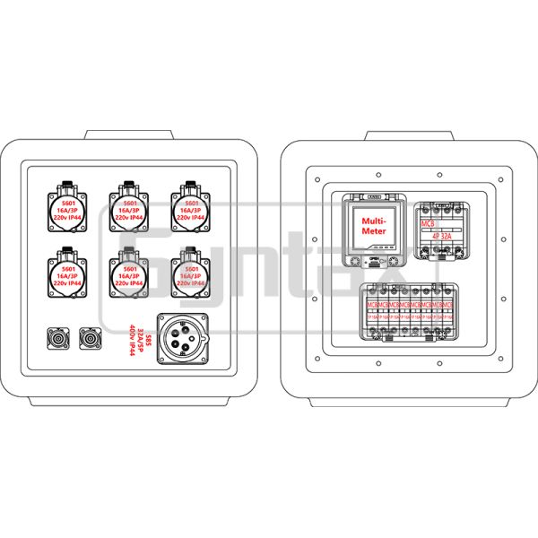 Syntax MD1 Portable Distribution Box technical drawing