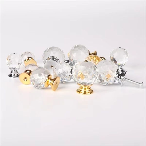 Hardware Accessories Zinc Alloy Wardrobe Knob Pull Kitchen Cabinet Drawer Sphere Ball 20mm Crystal Furniture Handle