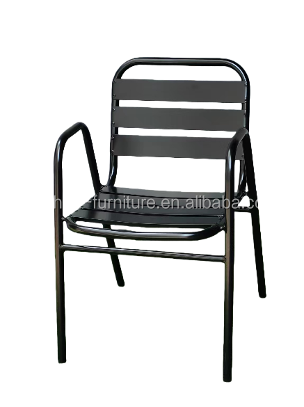 Stackable Gliding Contemporary Durable Eco-Friendly Waterproof Curved-Back Aluminum Commercial Hotel Outdoor Garden Chair