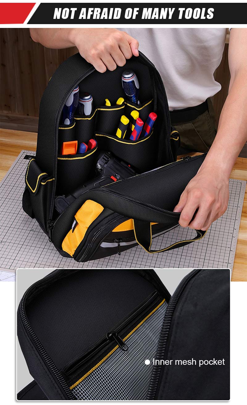 Latest Design Multi-Purpose Functional Durable Hard Base Custom Heavy Duty Electricians Tool Bag Backpack