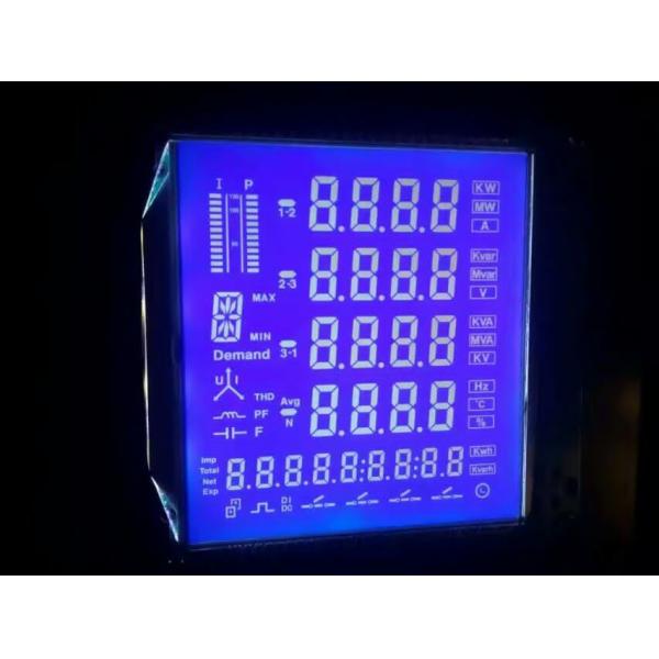 3.3V Custom 7 Segment LCD Display HTN Blue Negative White Characters 12 O'Clock Viewing