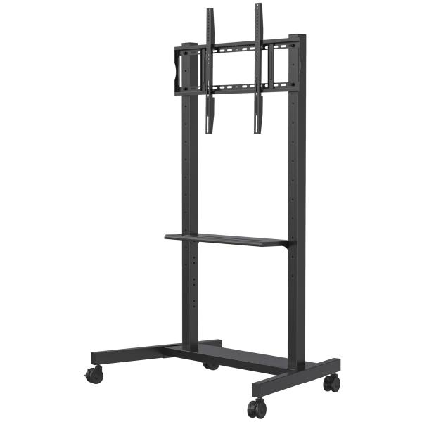 Portable mobile stand for smart interactive flat panel displays 55-86 inch. Easy to move, durable, and space-saving. Ideal for classrooms, offices,