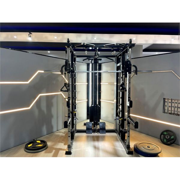 Multi-Functional Smith Machine with 3 Weight Stacks (80KG*3) - Durable Adjustable Barbell Squat Rack for Unisex Fitness Training