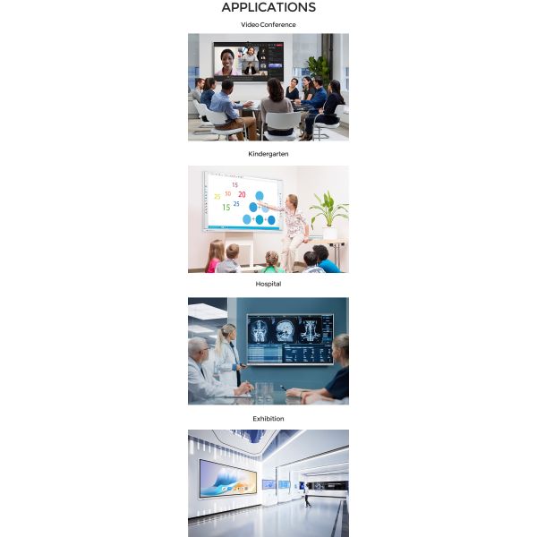 Whale Screens 4k HD Interactive Flat Panel 20 Points Touch Interact Boards Interactiva 65'' 75'' Touch Smart Boards