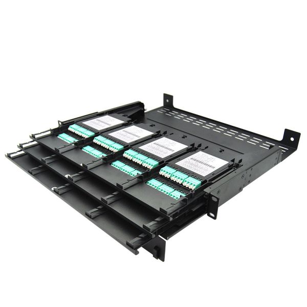 Ultra High Density Fiber Optic Patch Panel MPO/MTP Cassette Module With Quad LC Adapters