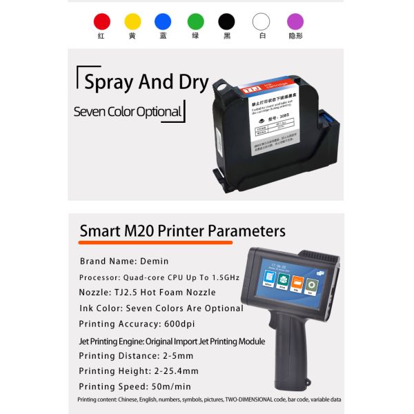 Automatic M20 Hand Inkjet Printer Small Batch Number Bag Production Date Bottle Printer Tshirt Printer T-Shirt Printing Machi