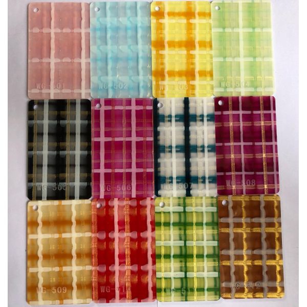 Multi Colors Grid Pattern Acrylic Plaid Sheets 15mm Thickness