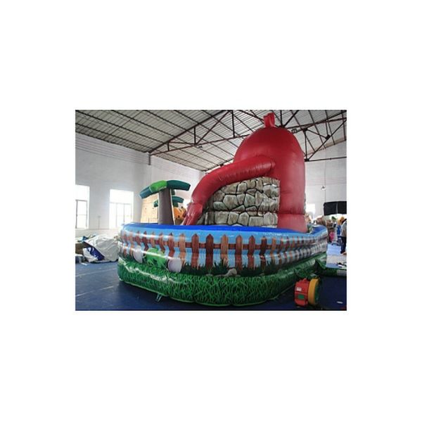 Red Coconut Tree Inflatable Fun City With Slide Jumping Castle