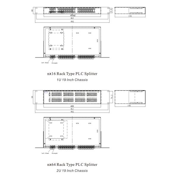Rack Type 19 Inch 1U 2U Fiber PLC Splitter SM CATV System