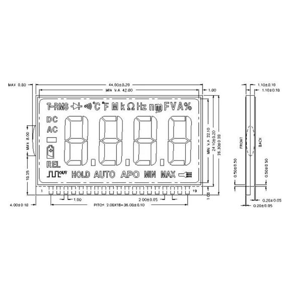 TN Positive Transmissive Segment LCD Display Panel For Electronic Instrument