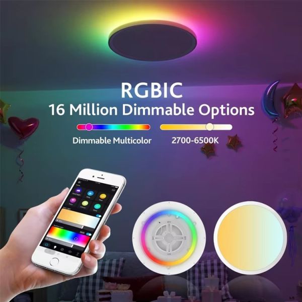 Smart Tuya WiFi LED Round Ceiling Light RGBCW Surface Mounted OEM