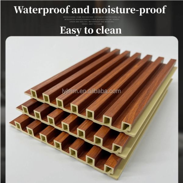 Slat Interiored Nano PVC Wood Effect Interior Panels Damask Pattern