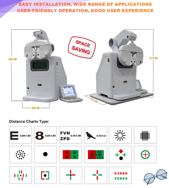 GRS-100 Tabletop Refraction System /Outstanding Equipment Set with Mirror Chart&Digital Phoropter Can link Fully Automatic Refracto-Keratometer, Auto