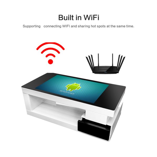 Free Standing Drawer 43 Inch Indoor Lcd Interactive Android System Coffee Game Smart Touch Screen Table