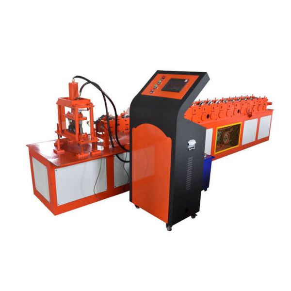 Galvanized Iron Shutter Door Roll Forming Machine , Orange Color Door Frame Making Machine 0