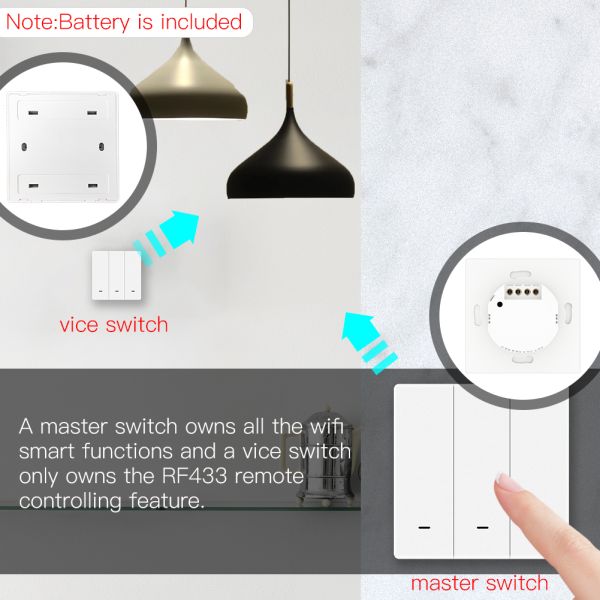 interruptor intelligent Smart Light Switch 1/2/3 Gang Push Button Switches Tuya Smart Home Automation IOT System