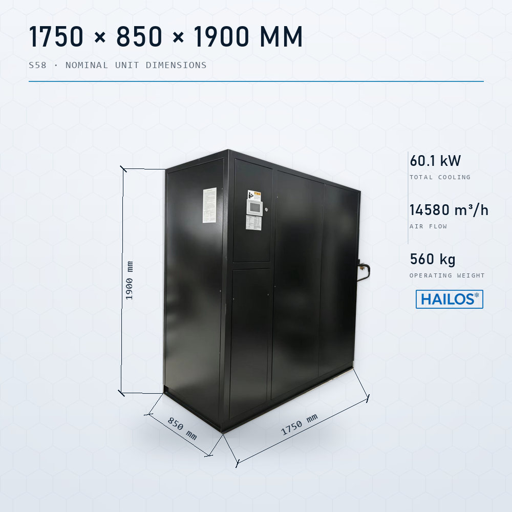 60kW Underfloor Supply Precision AC Unit, Downflow Cooling for High Load Data Center & Server Room