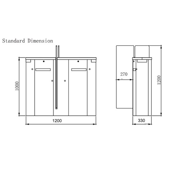 Automatic Access Control Sliding Turnstile Gate with stainless steel cabinet and sliding wing design