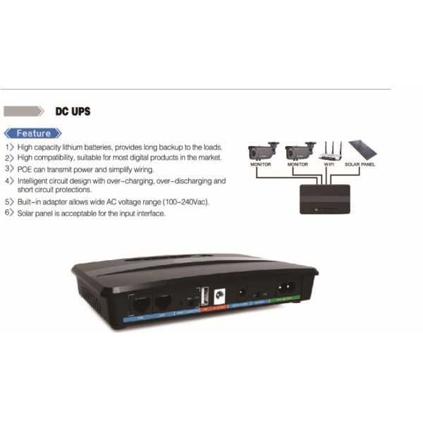 POE Sensor 12V 18W 8800mah Lithium Battery DC UPS