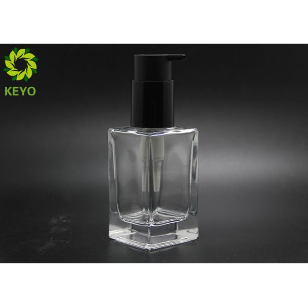 100ml Square Glass Cosmetic Containers With Self Lock Pump