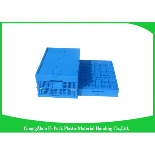 Collapsible Storage Crate With Attached Lids , Portable Plastic Folding Storage Boxes