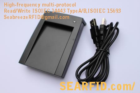 High-frequency multi-protocol Reader, reading and writing ISO 14443 TypeA, ISO 14443 TypeB, ISO/IEC 15693