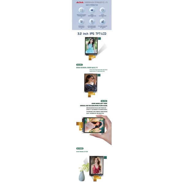 3.2 inch IPS Full View Colorful Vertical Screen 240 * 320 Resolution 8BIT MCU Interface Small Display Screen