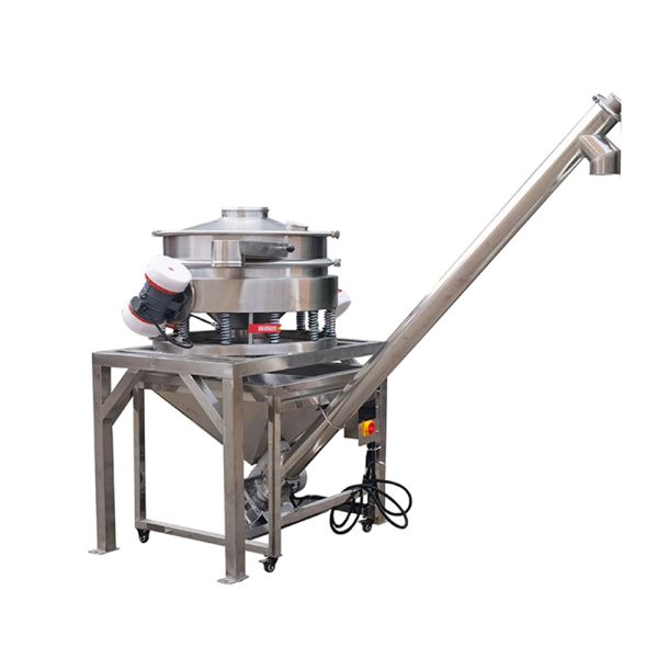 Customized Automatic Stainless Steel Screw Conveyor with Rotating Vibrating Screen for Grain Transport