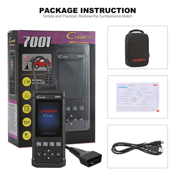 100% Original Launch DIY Code Reader CReader 7001F Full OBD 2 test + 6 Special functions with Lifetime free up date Onli