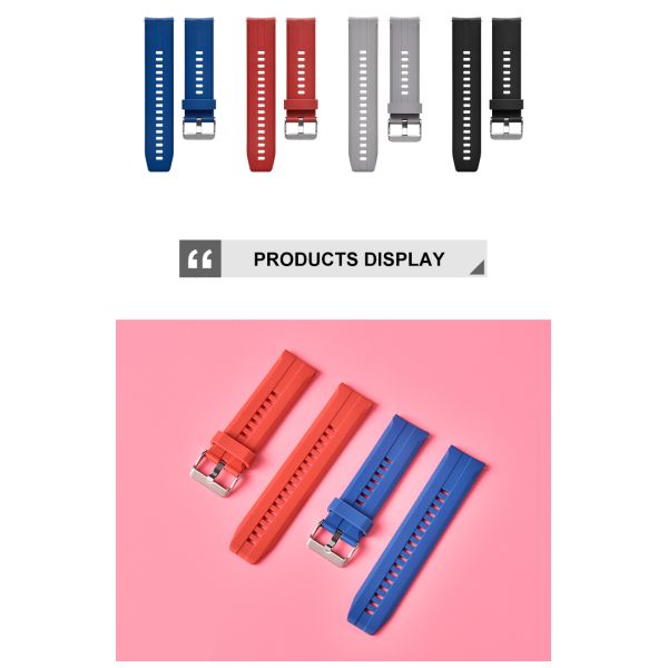Silicone Rubber 22mm Quick Release Watch Strap For Smart Watch