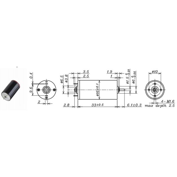Electrical Brushed Coreless Motor , 6v Electric Motor 5775 Rpm Rated Speed