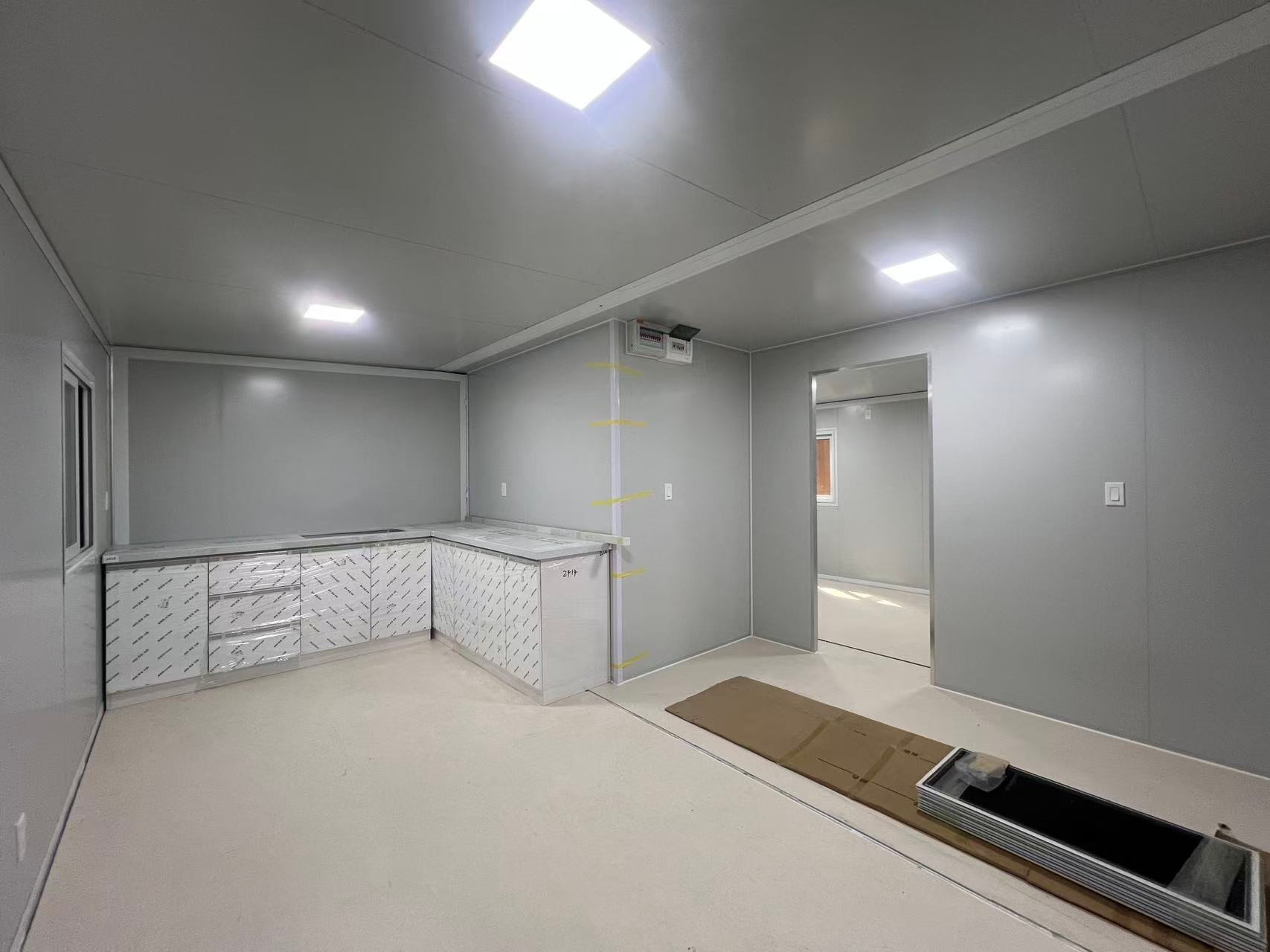 20ft Expandable Container House with Grey Cladding and Fitted Kitchen Cabinets