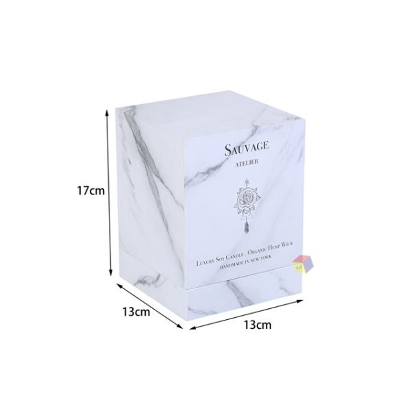 Luxury Custom Logo Marble Printed Lid and Base Rigid Boxes for Candle Gift Packaging