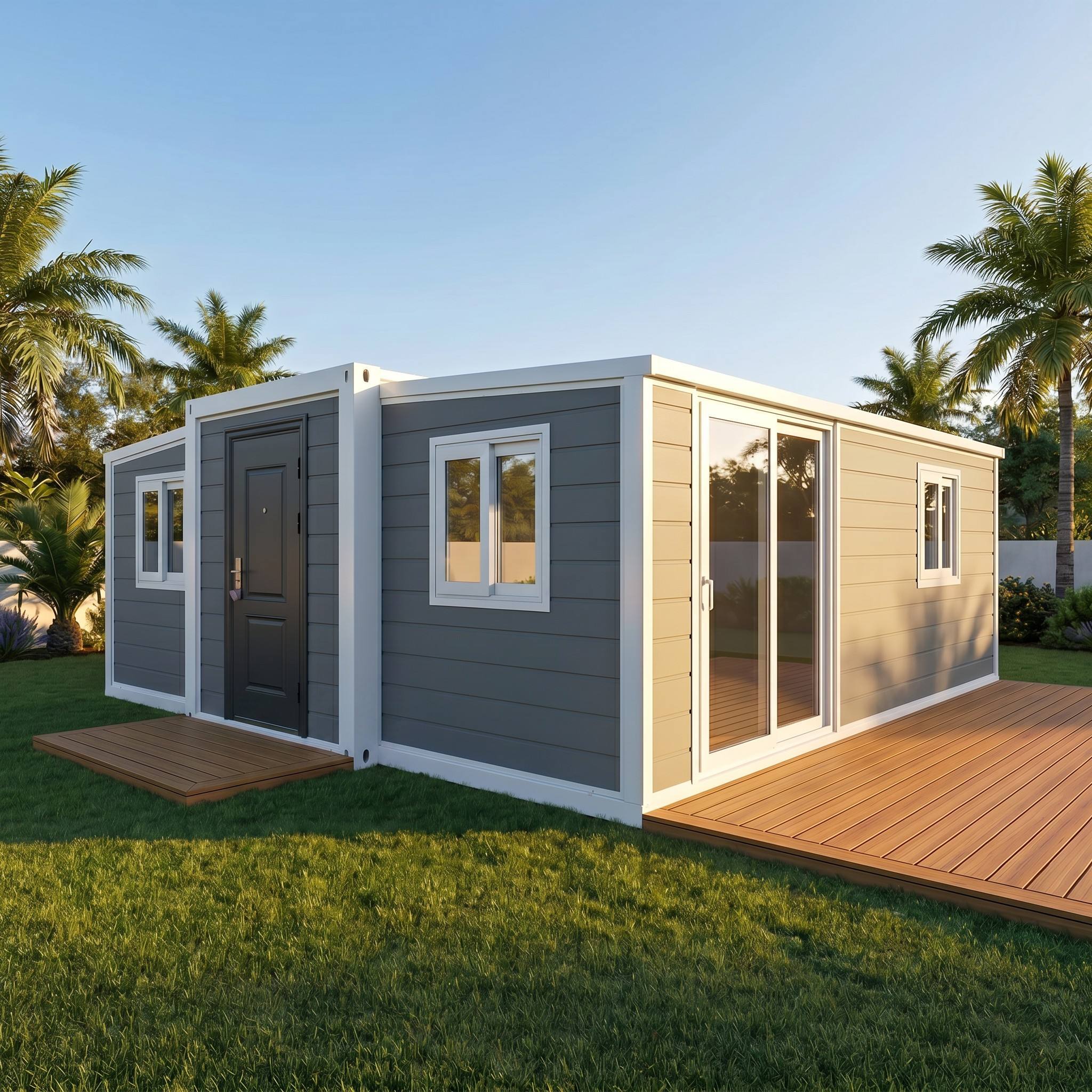 20ft Expandable Container House for Workforce Housing - Secure Grey Edition